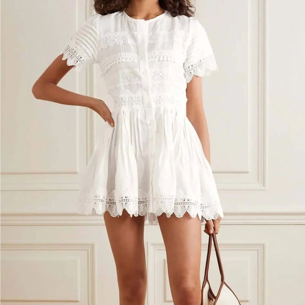 NWT Waimari Violetta white lace linen mini dress XS
